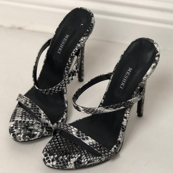 Meshki Arya black snake print strappy heels - Picture 2 of 6
